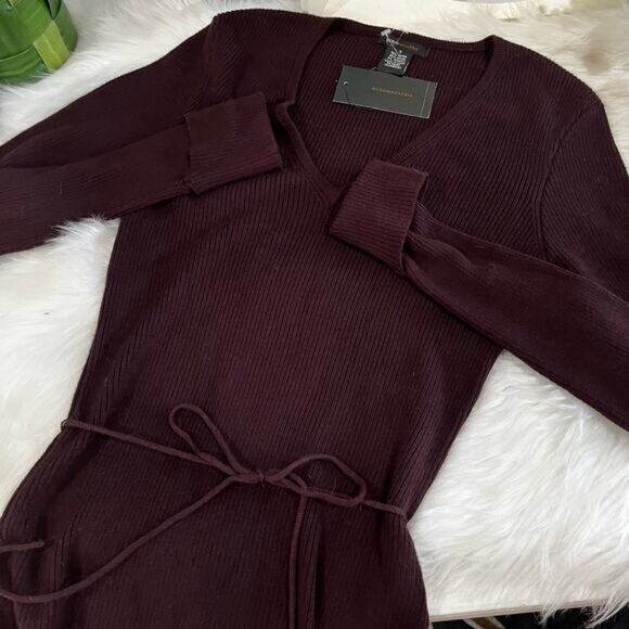 NEW BCBGMaxAzria Longline Ribbed Belted V Neck Fitted Layering Sweater S NWT - Picture 12 of 16
